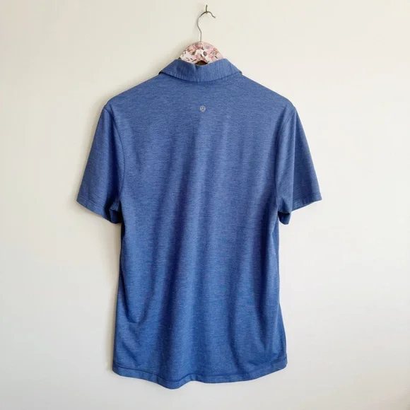 LULULEMON Evolution Polo Short Sleeve Shirt Men’s M Medium Blue - Picture 7 of 8